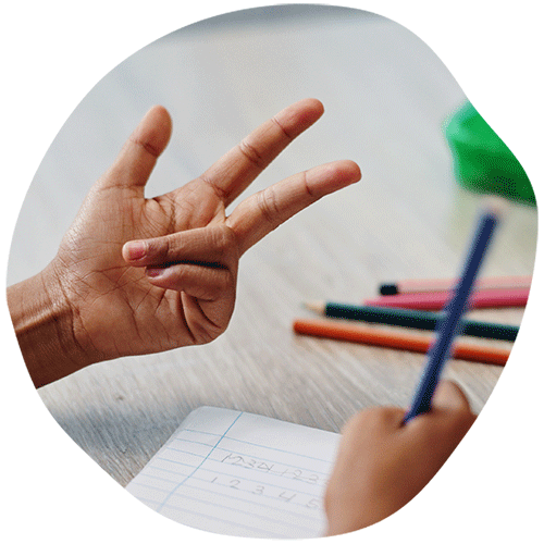 Close up of a person's hand being used to count with fingers