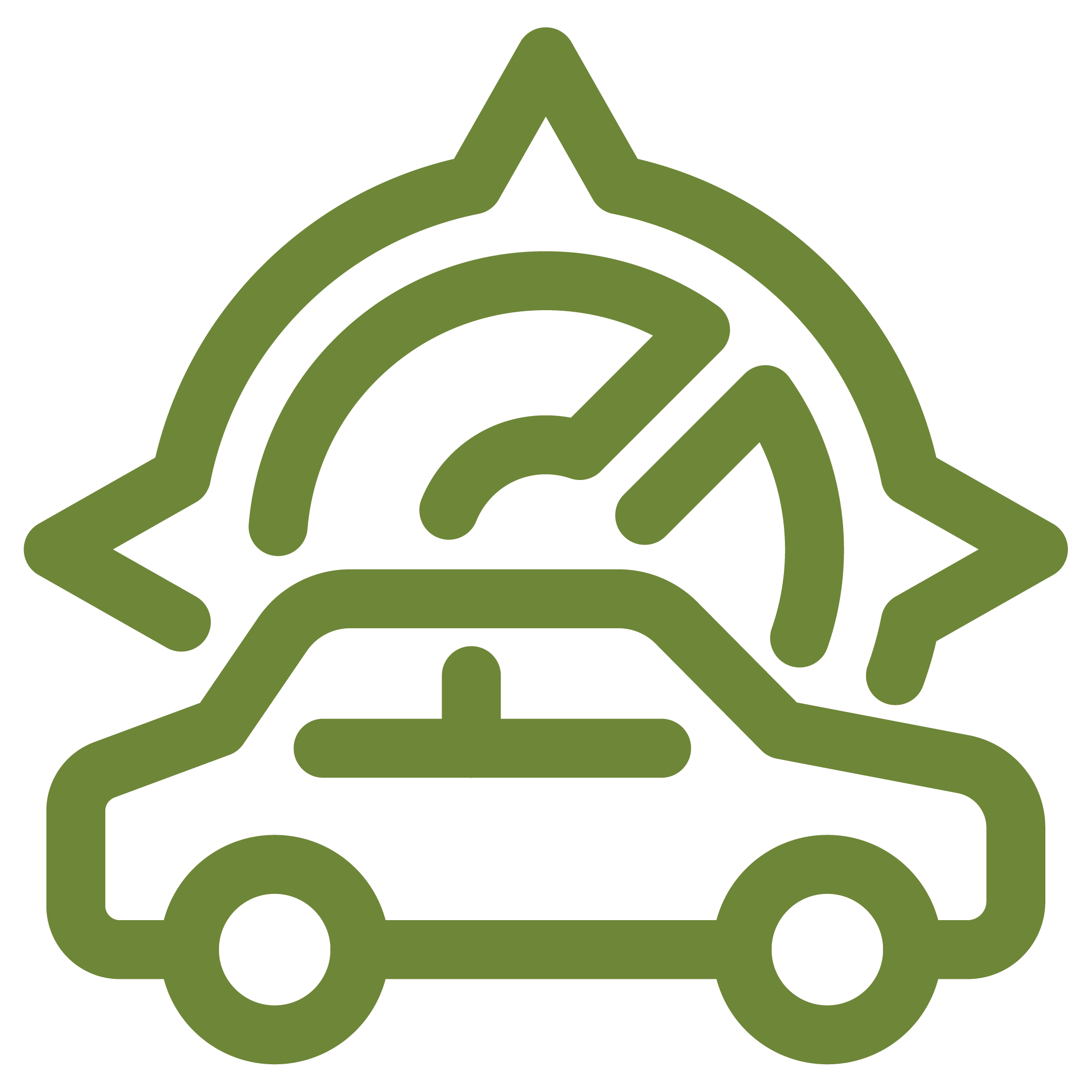 Outlined icon of Compass logo with car